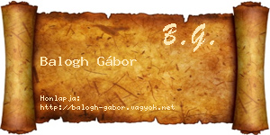 Balogh Gábor névjegykártya